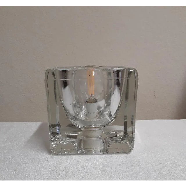 Cream Vintage German Cube-Shaped Table Lamp Ice Cube Shape by Peill & Putzler, 1970s For Sale - Image 8 of 8