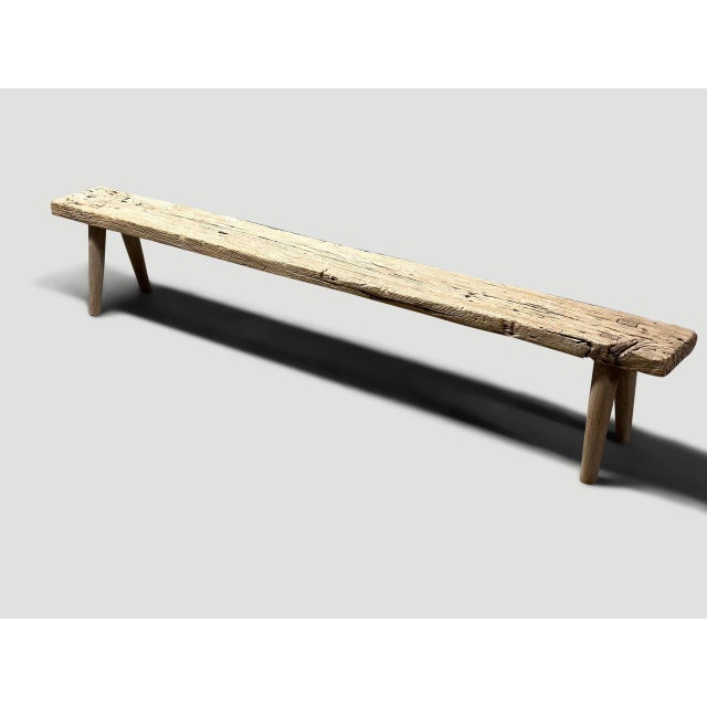 Andrianna Shamaris Wabi Sabi Teak Wood Long Bench For Sale - Image 4 of 6