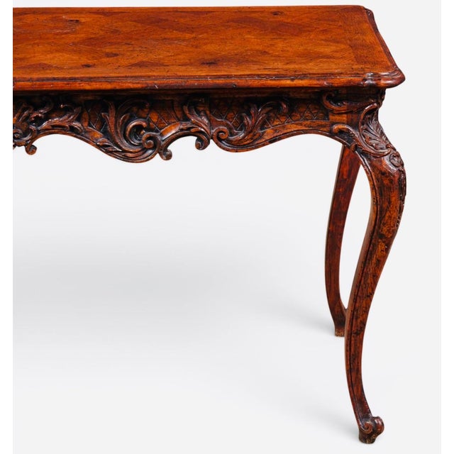 Late 19th Century 19th Century French Louis XV Carved Solid Oak Parquetry Bureau Plat Writing Desk For Sale - Image 5 of 8