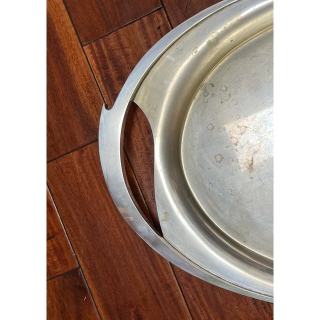 Huge 27” Long Heavy Art Deco Style Silverplated Tray With Stunning Handles - Unknow Maker For Sale - Image 9 of 9