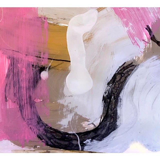 2020s Rich Abstract Painting on Paper: Pinks, Light Greys, Ochres For Sale - Image 5 of 6