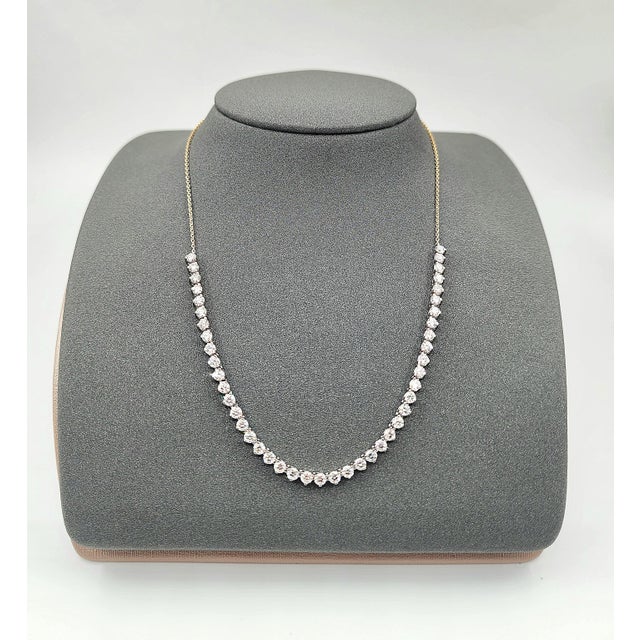 Modern 3.87 Ct Halfway Diamond Tennis Necklace For Sale - Image 3 of 8