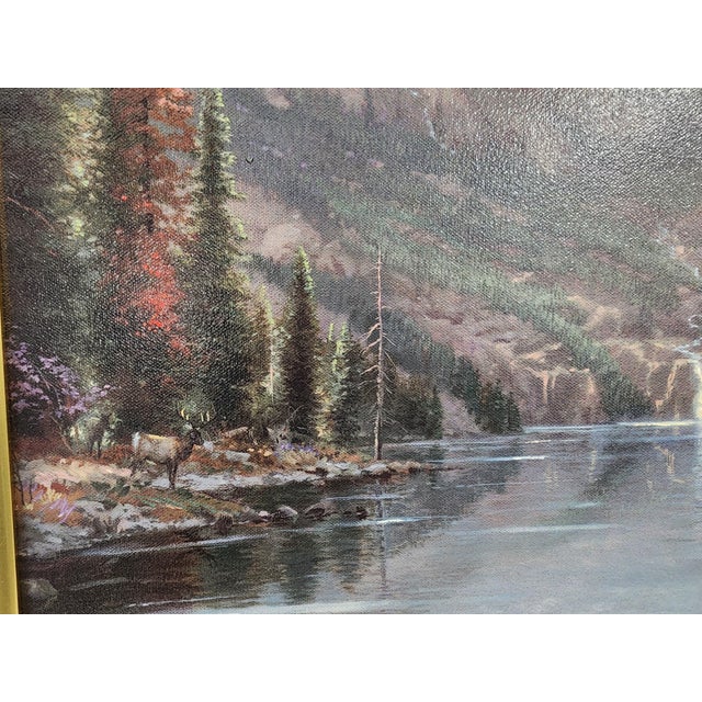 Vintage Thomas Kinkade Mountain Majesty " Beginning of a Perfect Day 3" Canvas Lithograph #14 For Sale - Image 4 of 12