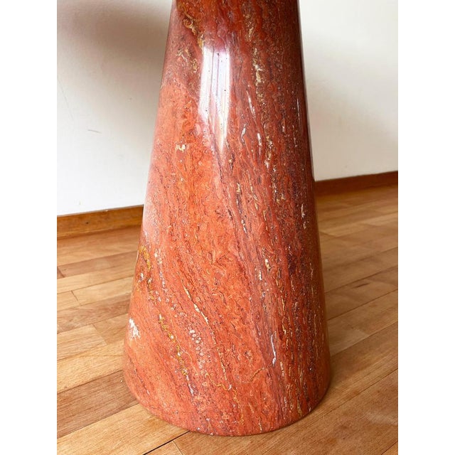 Postmodern Travertine Salmon Dining Table with Pedestal Base by Angelo Mangiarotti, 1980s For Sale - Image 12 of 17