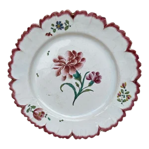 18th Century French Faience Carnation Plate Sceaux