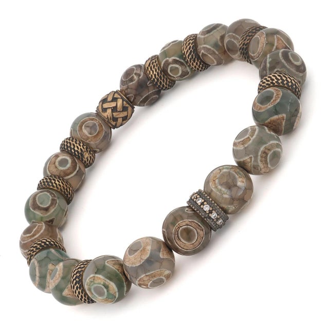 Early 21st Century Inner Power Bronze & Nepal Beaded Bracelet For Sale - Image 5 of 8