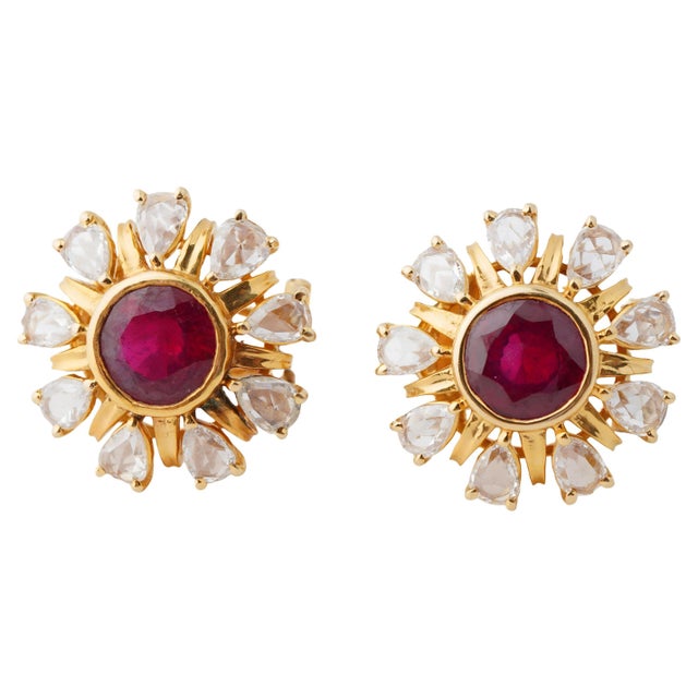 Early 21st Century Natural ruby 4.80cts & diamond 1.75cts earring in 18k gold For Sale - Image 5 of 18