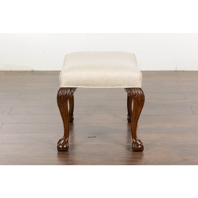 English 19th Century English Mahogany Upholstered Stool with Cabriole Legs For Sale - Image 3 of 12