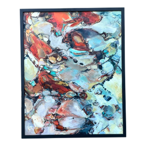 Vintage Boho Original Abstract Oil on Board