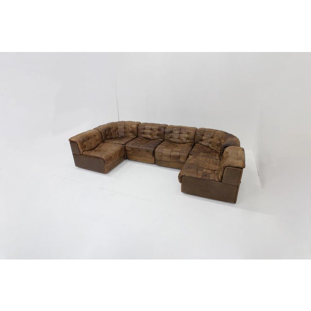 Vintage DS 11 Modular Sofa in Brown Patchwork Leather from de Sede, 1970s, Set of 6 For Sale - Image 9 of 10