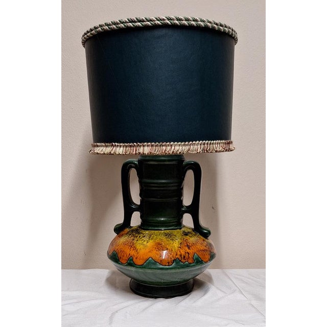 Vintage Table Lamp in Fat Lava Style with Green-Yellow-Orange Ceramic Base and Shade from Lamplove, 1970s For Sale - Image 9 of 9