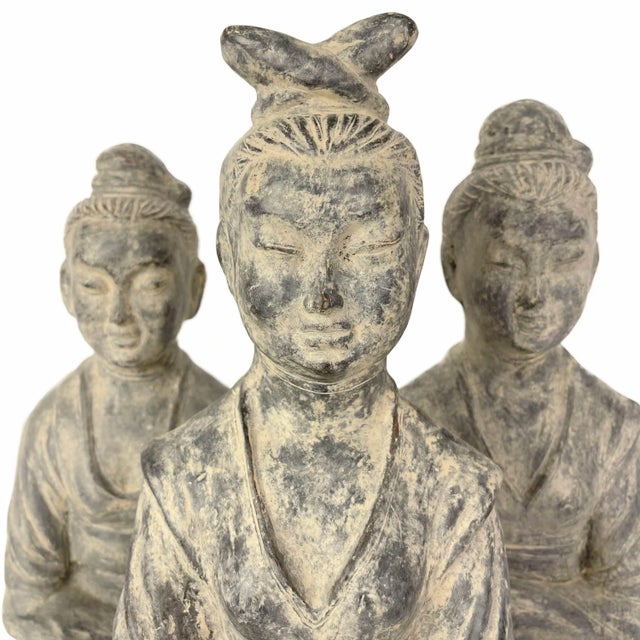 Vintage Maitland Smith Terracotta Statues of Asian Women - Set of 3 For Sale In Salt Lake City - Image 6 of 12