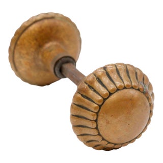 Pair of Fluted Radial Bronze Entry Door Knobs For Sale