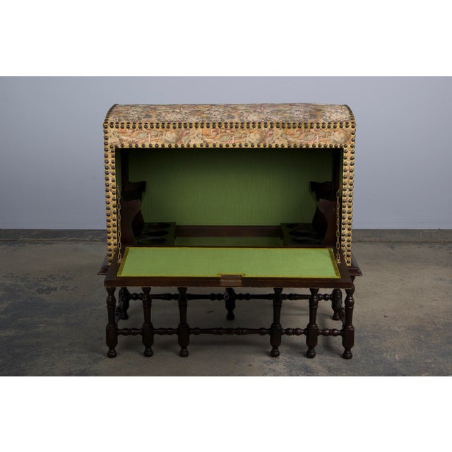 Wood Antique French Louis XIII Style Needlepoint Tapestry Chest Bar For Sale - Image 7 of 12