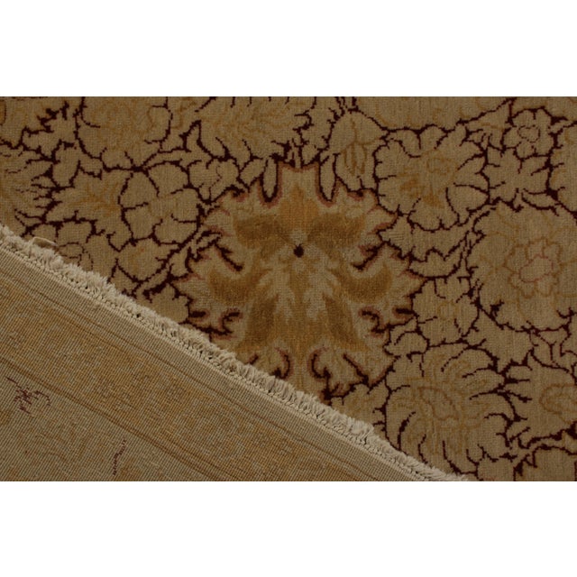 Textile Hand-Knotted Vintage Agra Style Rug in Beige Gold All Over Floral Pattern For Sale - Image 7 of 7