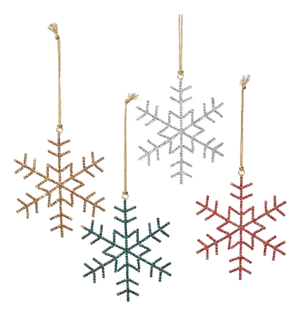 Holiday Snowflake Ornaments with Rhinestones, Assorted Set of 12 Pieces