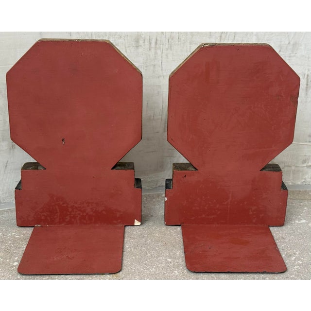 Rare 1930’s Italian Regency Equestrian Bookends by Borghese With Horse & Greek-Key Design in Gold Gilt on a Black Faux Granite Base- A Pair For Sale - Image 9 of 12