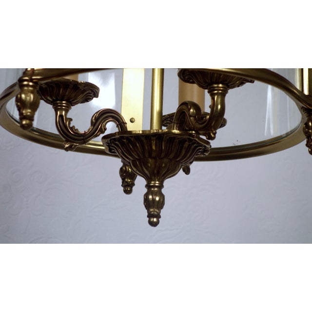 Spanish Brass and Glass 3-Light Chandelier, 1950s For Sale - Image 6 of 11