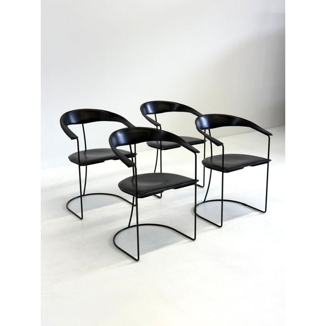 Arrben Vintage Ursala Dining Chairs in Black Leather from Arrben, Set of 8 For Sale - Image 4 of 18