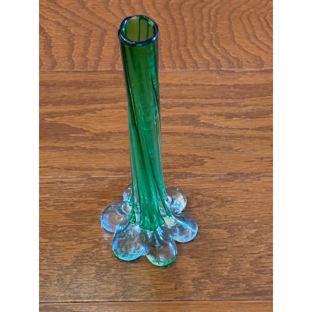 1950s Exquisite Vintage Twist Stem French Vase Art Glass Flower Sleeve Circa 1950's For Sale - Image 5 of 12