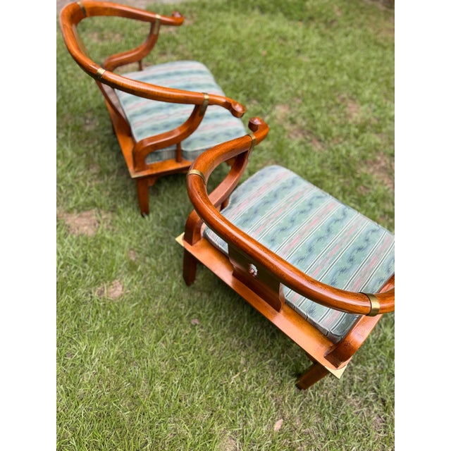 Mid 20th Century Pair of James Mont Style Ming Chairs- Asian Inspired Wooden Chairs For Sale - Image 11 of 12