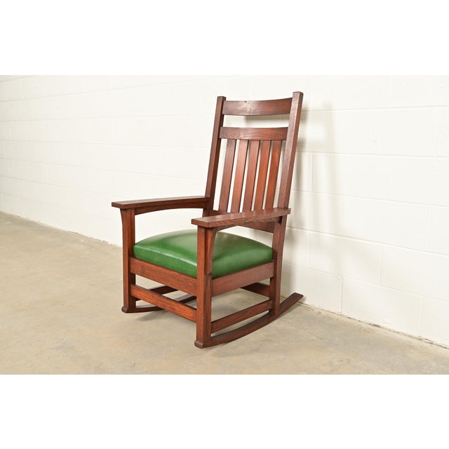 Stickley Brothers Stickley Brothers Style Antique Mission Oak Arts & Crafts Rocking Chair, Circa 1900 For Sale - Image 4 of 13