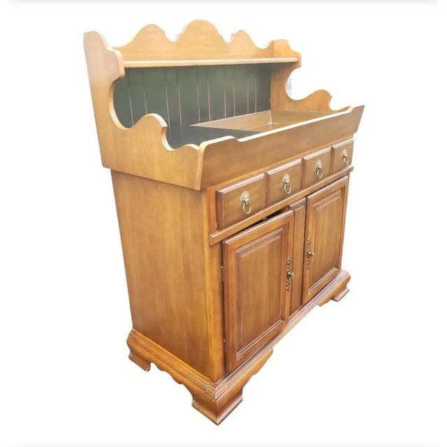 Mid-Century Modern Vintage Bassett Maple Dry Sink Server Buffet Cabinet With Copper Lined Basin, Circa 1970s For Sale - Image 3 of 12