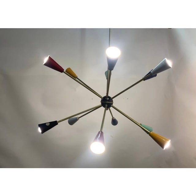 Gold Sputnik Hanging Lamp from Stilnovo, 1950s For Sale - Image 8 of 11