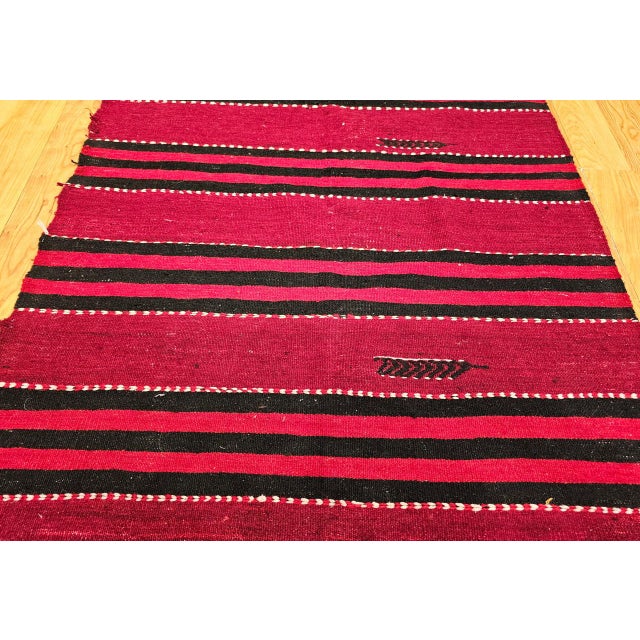 Vintage Turkish Hand Woven Kilim Runner, Wool & Cotton, Stripe Design, 3x12 For Sale - Image 12 of 15