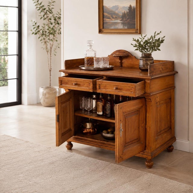 Brown Antique Country Larch Washbasin Cabinet For Sale - Image 8 of 13