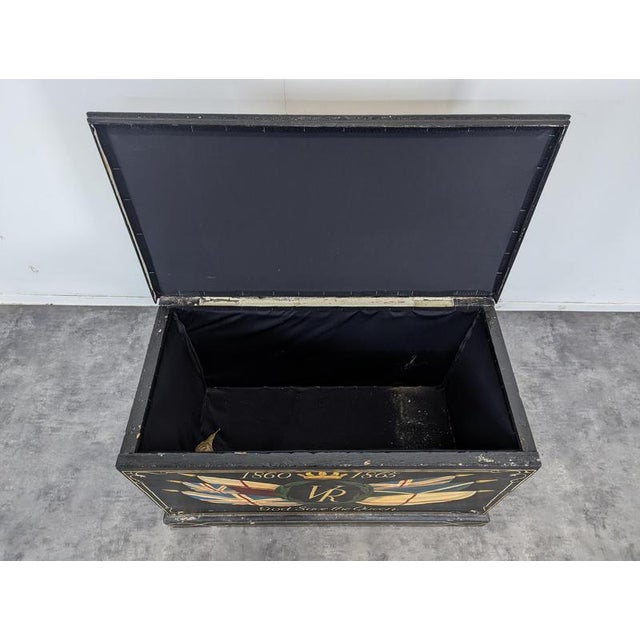 Wood Hand-Painted English Marine Chest by Esther Ship For Sale - Image 7 of 8