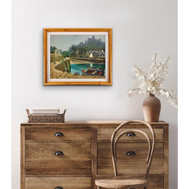 Ken Symonds, The Harbour, St Michaels Mount, Cornwall, 1982, Oil Painting, Framed For Sale - Image 12 of 18