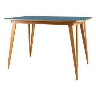 Rectangular Table with Blue Formica Top, 1950 For Sale