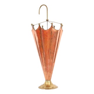 Antique Brass and Copper Umbrella Stand, 1920s For Sale