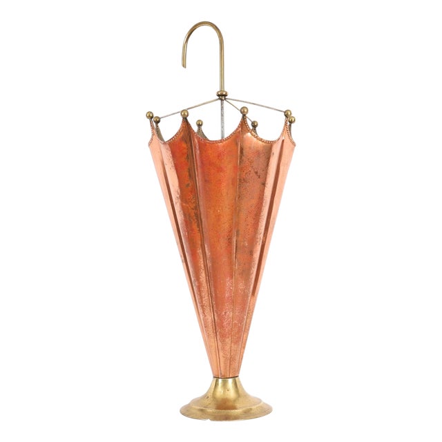 Antique Brass and Copper Umbrella Stand, 1920s For Sale