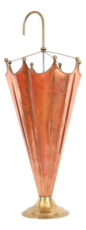 Antique Brass and Copper Umbrella Stand, 1920s