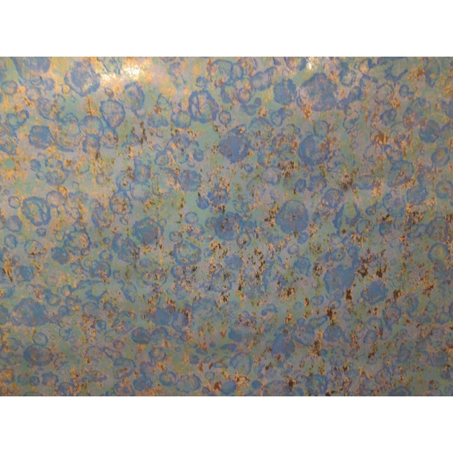 1970s Vintage 1970s Metallic With Blue Green Motif Wallpaper For Sale - Image 5 of 13