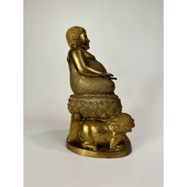 Transitional Mid 20th Century Bronze Metal Buddha For Sale - Image 3 of 8