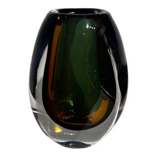 Mid-Century Modern Scandinavian Sommerso Glass Vase by Vicke Lindstrand for Kosta Boda For Sale