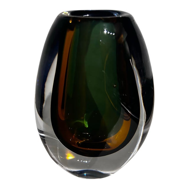 Mid-Century Modern Scandinavian Sommerso Glass Vase by Vicke Lindstrand for Kosta Boda For Sale