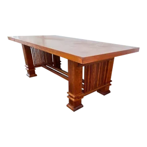 Arts & Crafts Mission Cherry Vintage Craftsman Rectangular Dining Table , Circa 1992s. In the Style of Frank Lloyd Wright
