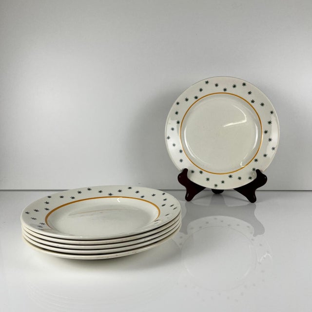 Gien Primefleur Design Constellation Model Dinner Plates from Gien, 1950, Set of 6 For Sale - Image 4 of 11