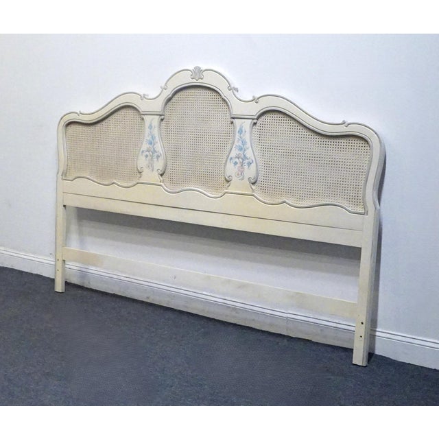 Shabby Chic Thomasville Furniture Debussy Collection Off White Painted French Provincial King Size Caned Headboard 9455-456 For Sale - Image 3 of 9
