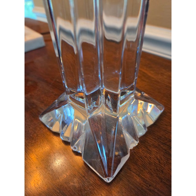 Vintage Solid Lead Crystal Squared Pillar Candleholder For Sale In Indianapolis - Image 6 of 7