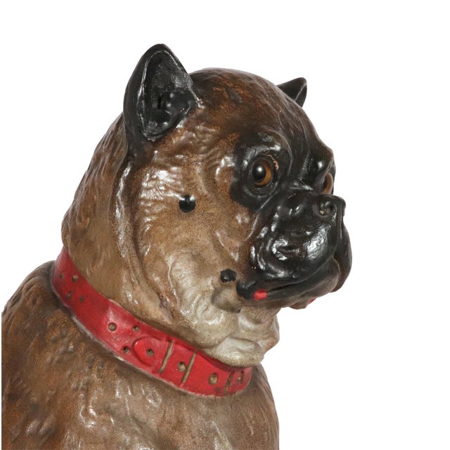 Ceramic Life-Size Austrian Terracotta Pug Dog With Glass Eyes, 19th Century For Sale - Image 7 of 16