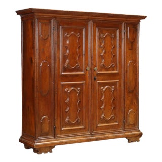 Antique Baroque Walnut Cabinet, 1700s For Sale