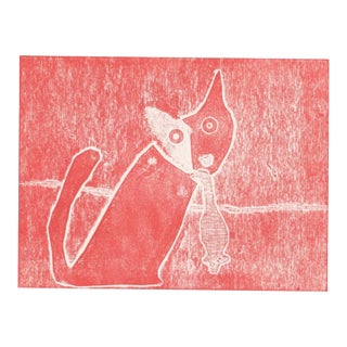 1950s Cat and Mouse Mixed Media Relief Print For Sale