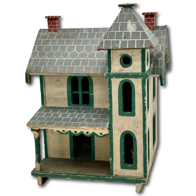 Nice Antique American Hand Made & Painted Wood Folk Art Victorian Style Birdhouse - 18 Inches Tall - Circa Early 1900s For Sale - Image 9 of 18