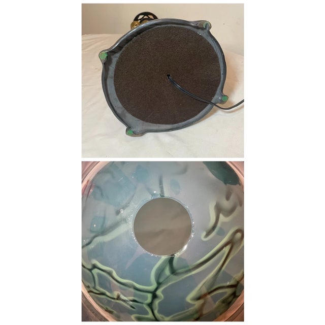 1990s Original K Dahl Glass Studios Bronze Hand Blown Glass Trout Fish Nautical Lamp For Sale - Image 12 of 12