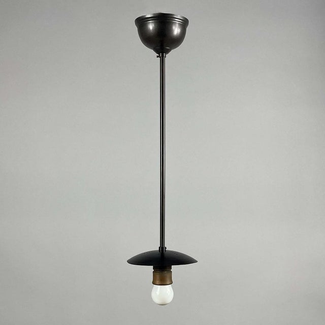 Art Deco Cream Marbled Opaline and Burnished Metal Tassel Pendant Light, 1930 For Sale - Image 11 of 18